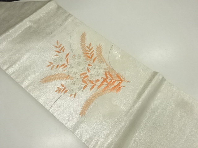 リサイクル　草花模様刺繍名古屋帯